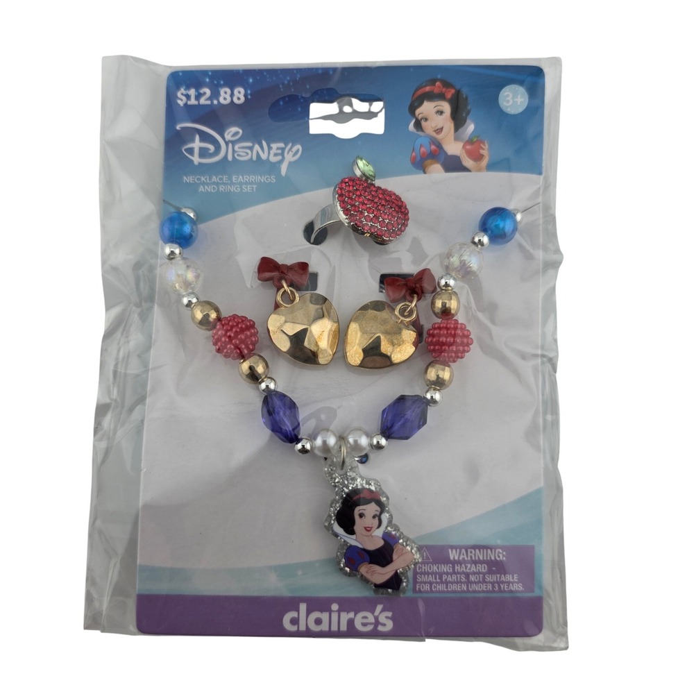 Disney Princess Snow White Jewelry Set Girls Multicolor NEW Necklace Ring